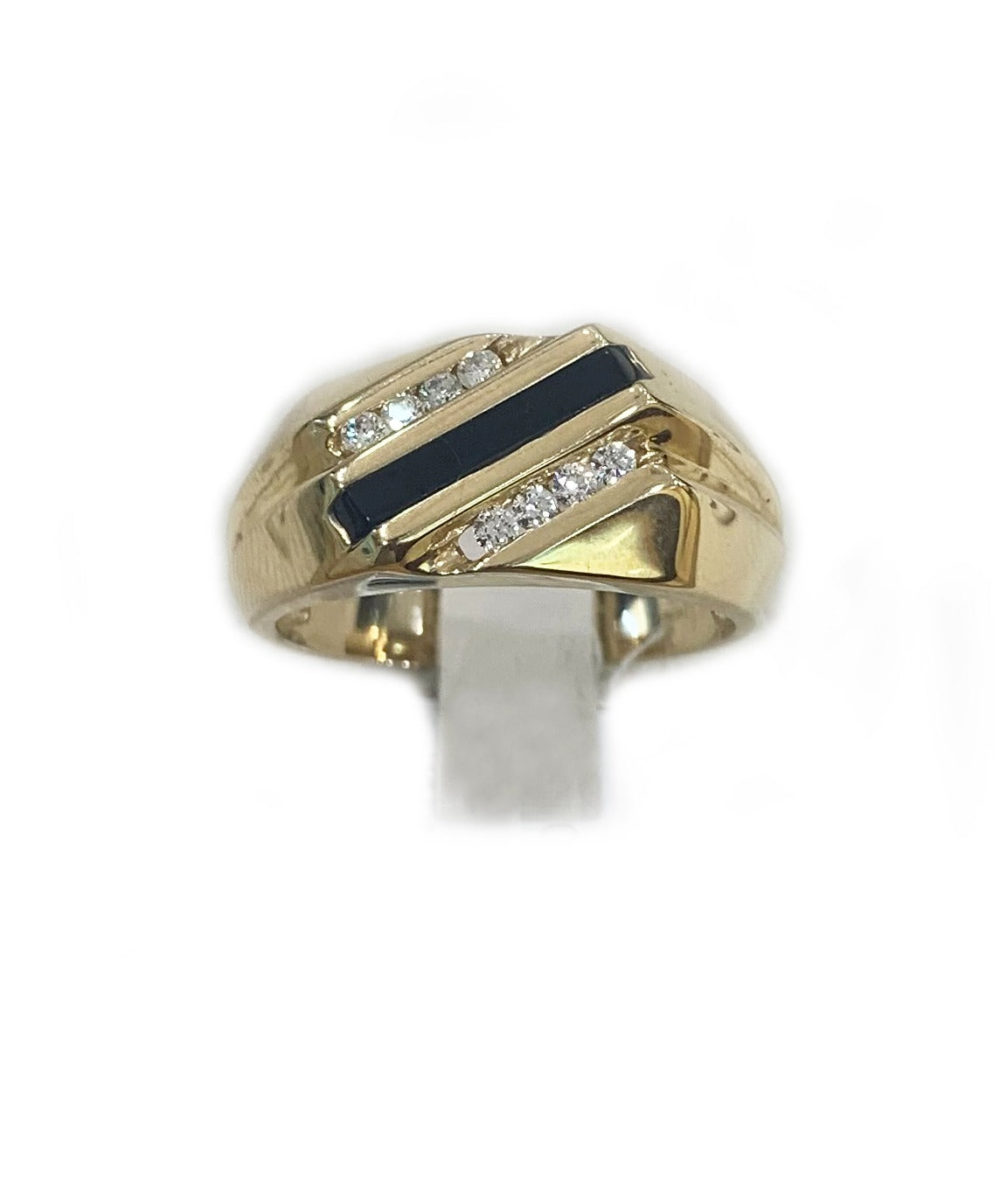14k Yellow Gold Mens Onyx Ring