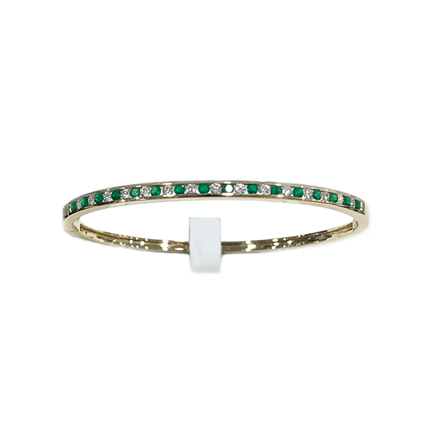 14k Yellow Gold Emerald Bangle
