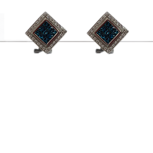 14k White Gold Blue Diamond Earring