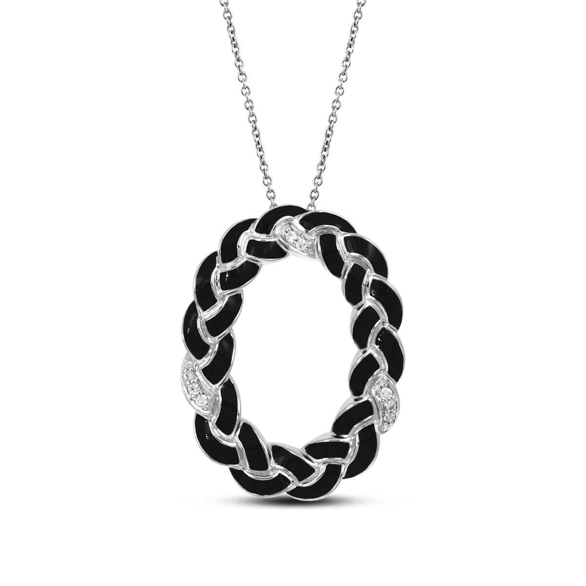 Braid Oval Pendant with Stones