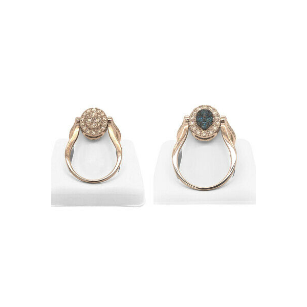 14K White Gold Flip Blue & White Diamond Ring