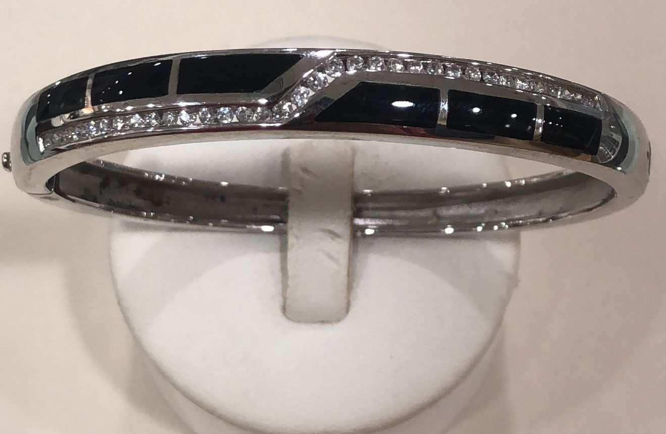 Sterling Silver Onyx Bangle