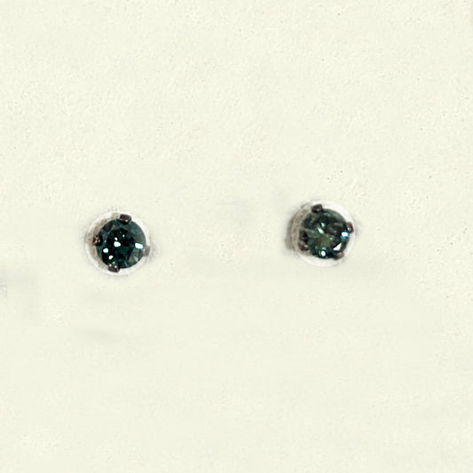 Sterling Silver Blue Diamond Earrings