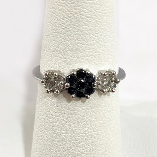 14k White Gold Black Diamond Ring