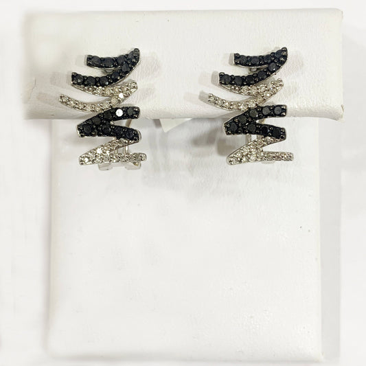 14k White Gold Black Diamond Earring