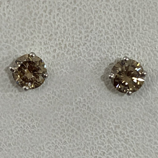 14k Rose Gold Brown Diamond Studds