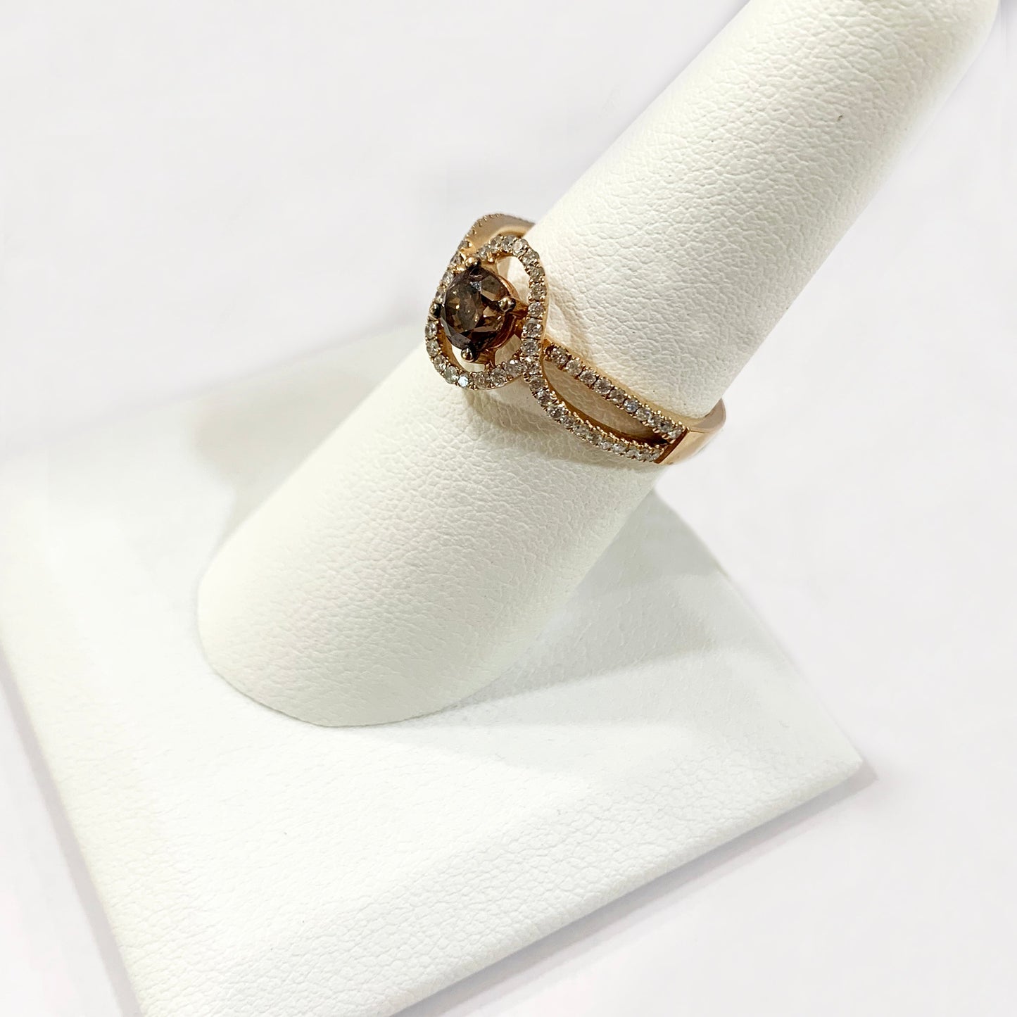 14k Rose Gold Brown Diamond Ring