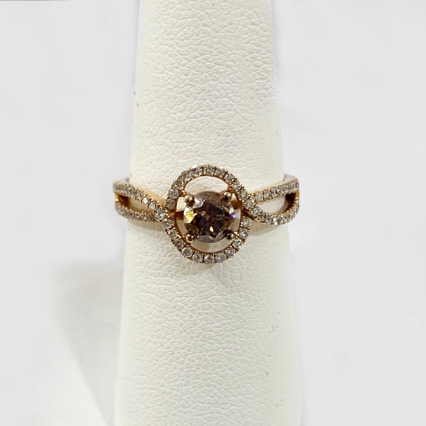 14k Rose Gold Brown Diamond Ring