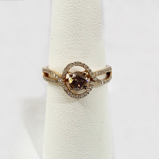 14k Rose Gold Brown Diamond Ring