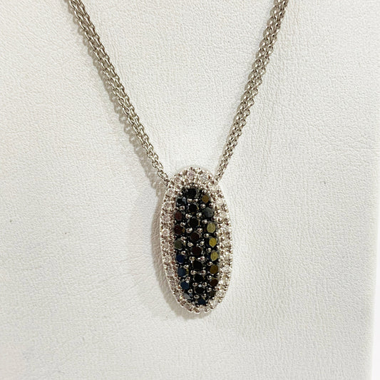 14k White Gold Black Diamond Pendant