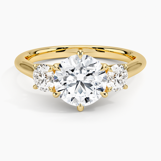 14K YELLOW GOLD LAB GROWN 3 STONE DIAMOND RING