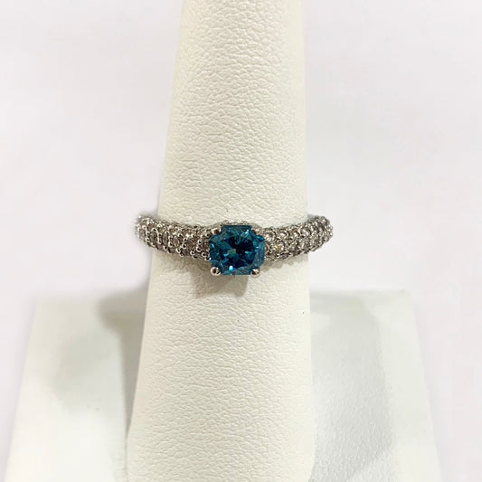 18k White Gold Blue Diamond Ring