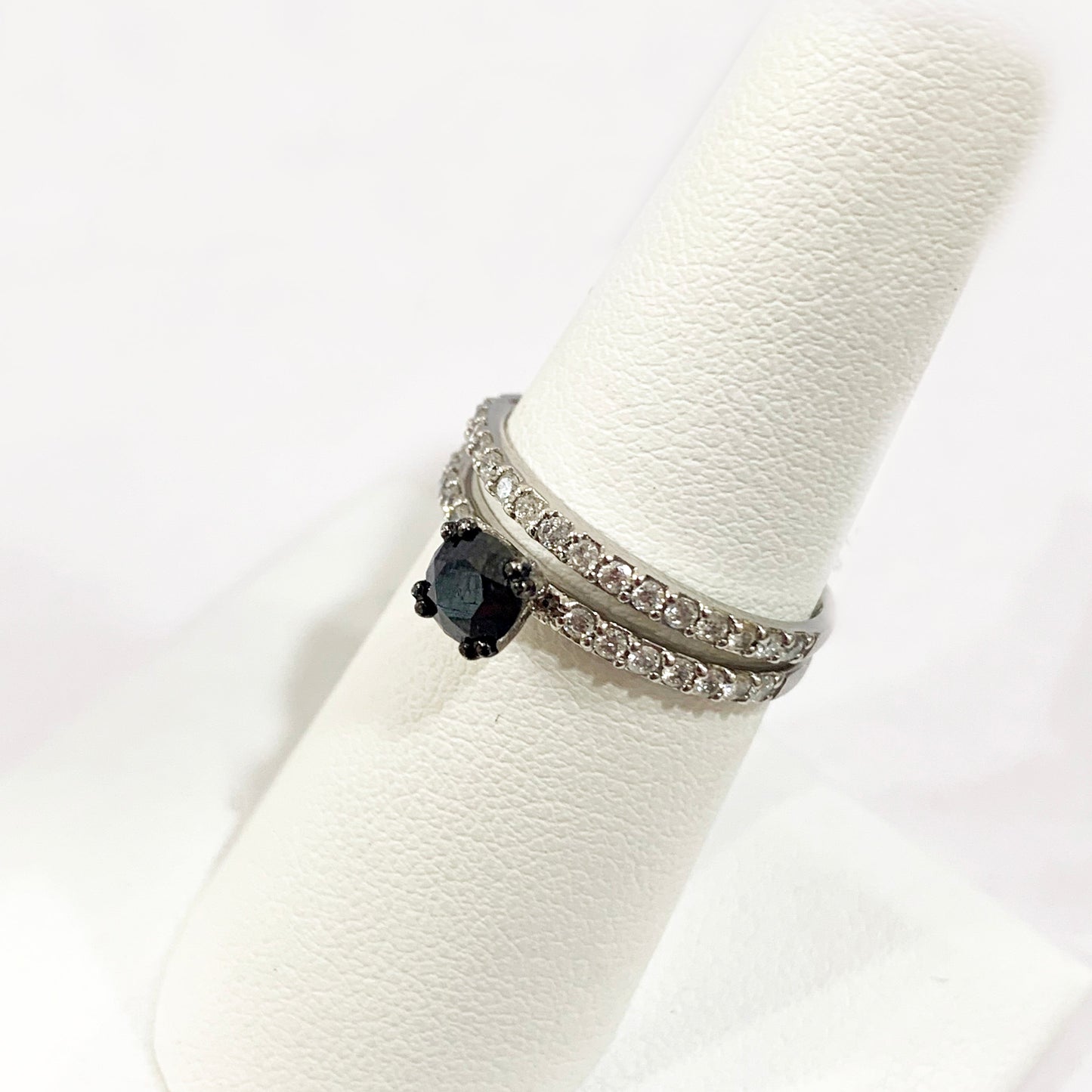 14k White Gold Black Diamond Ring