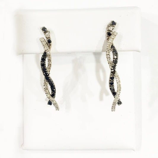 14k White Gold Black Diamond Earrings