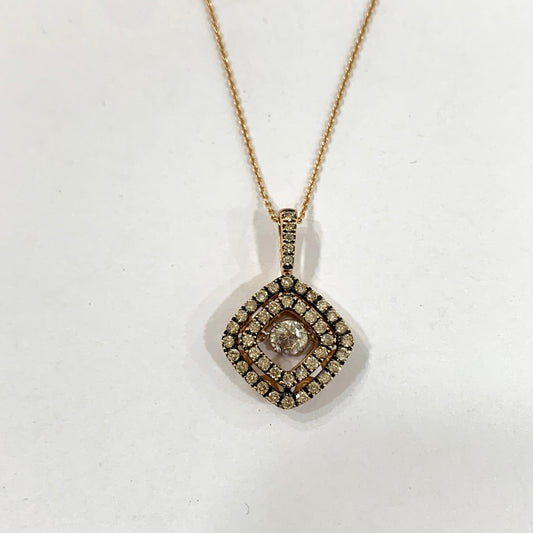 14k Rose Gold Brown Diamond Dancing Pendant