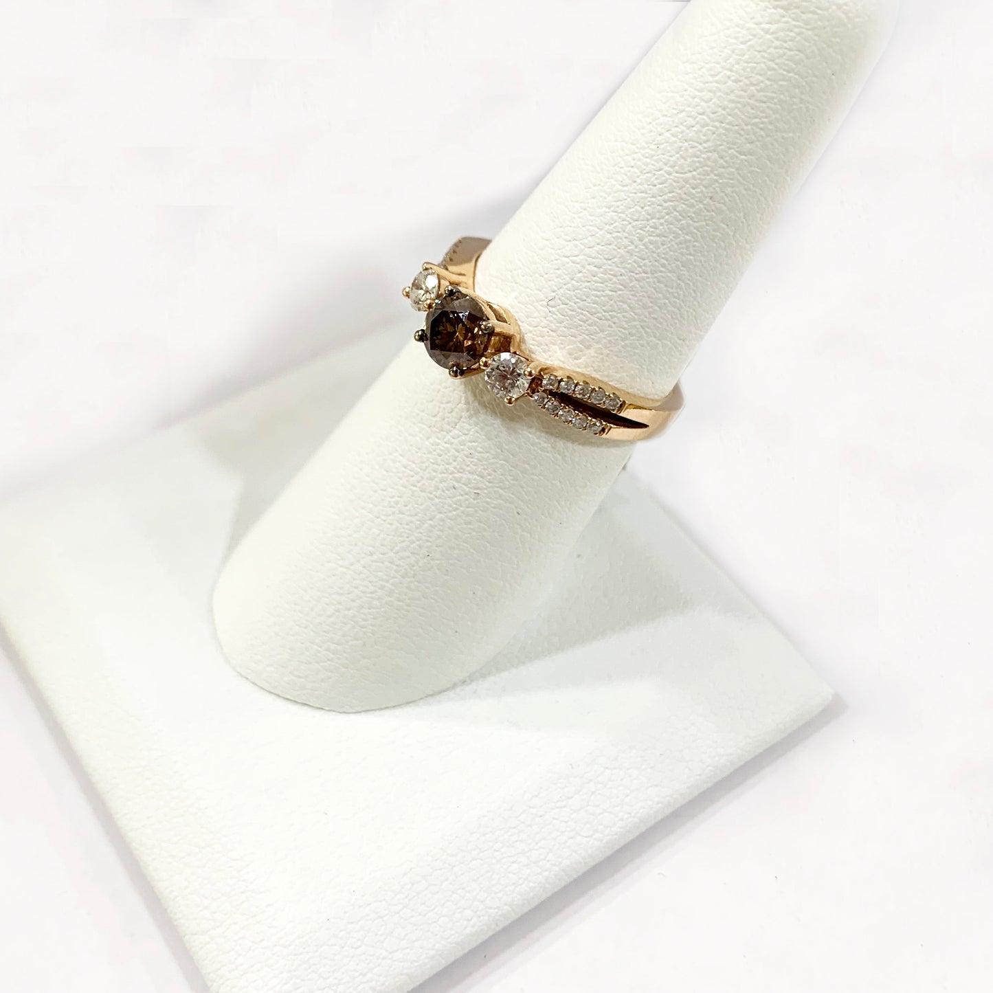14k Rose Gold Brown Diamond Ring