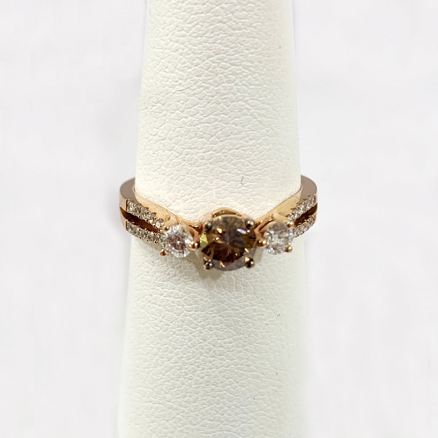 14k Rose Gold Brown Diamond Ring