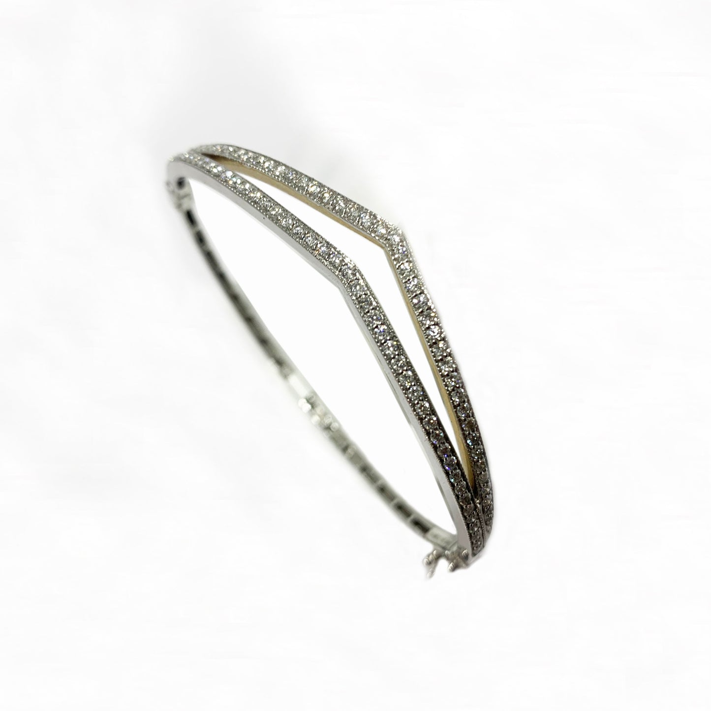 14k White Gold Diamond Bangle
