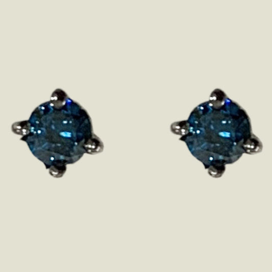 Sterling Silver Blue Diamond Earrings