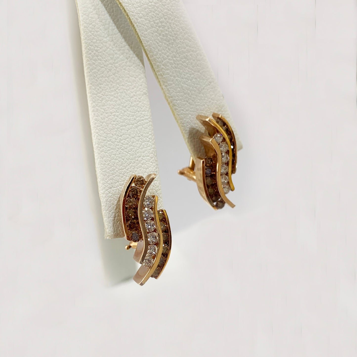14k Rose Gold Brown Diamond Earrings