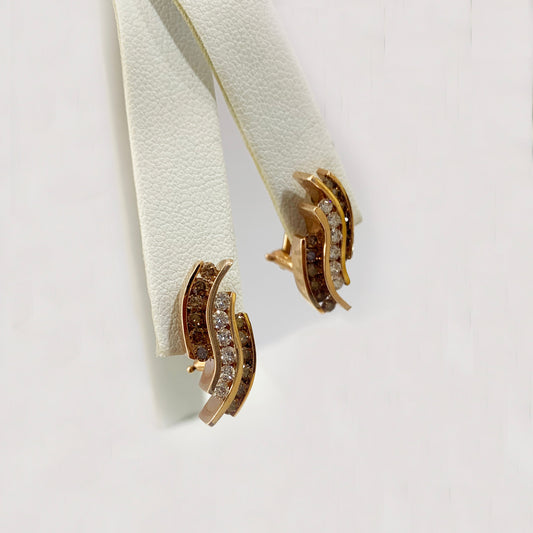 14k Rose Gold Brown Diamond Earrings