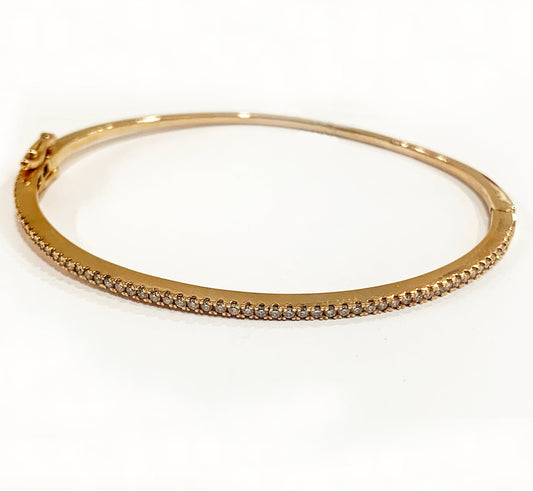 14k Rose Gold White Diamond Bangle