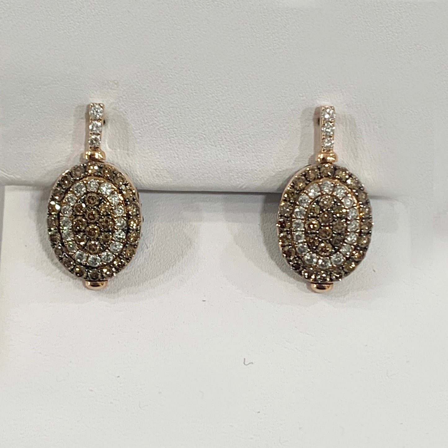 14k Rose Gold Blue/Brown Diamond Flip Earrings