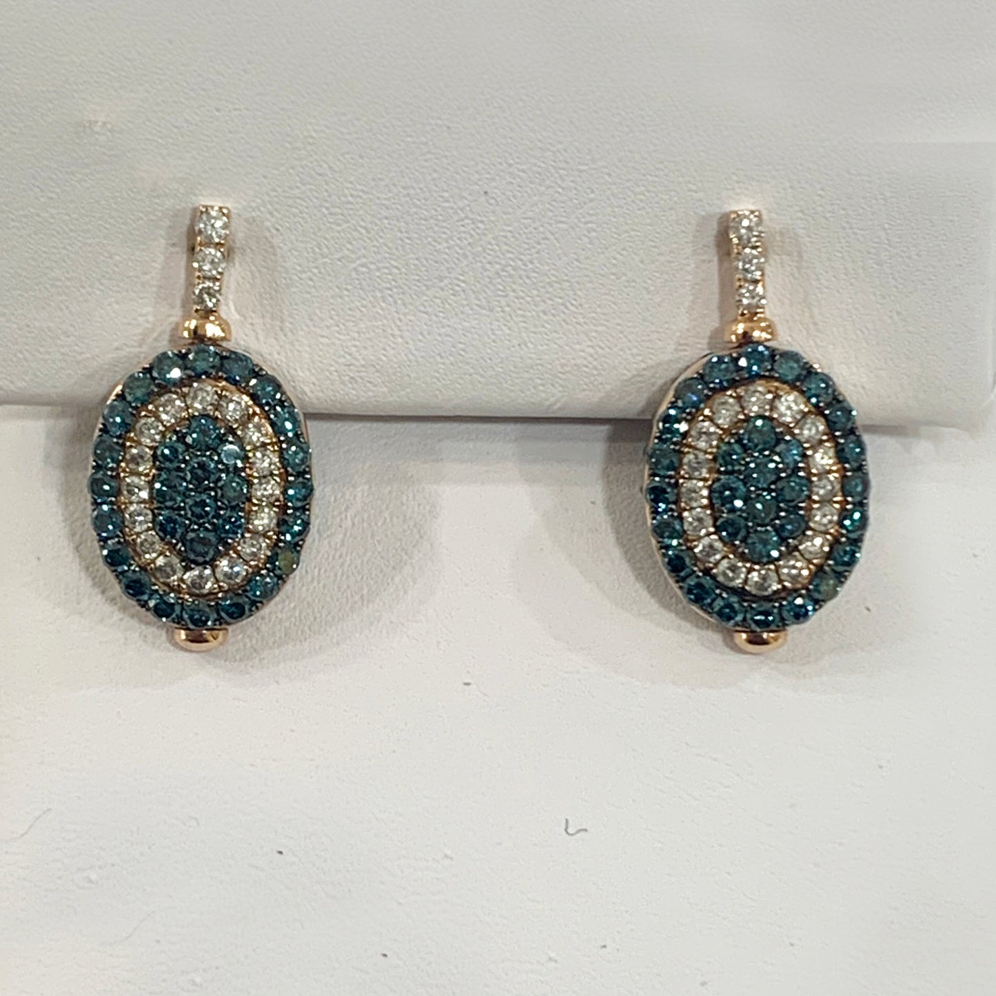 14k Rose Gold Blue/Brown Diamond Flip Earrings
