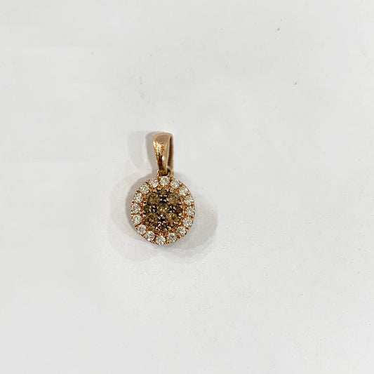 14k Rose Gold Brown & Blue Diamond Flip Pendant