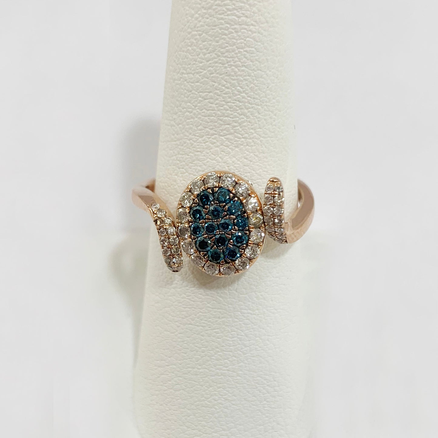 14k Rose Gold Brown & Blue Diamond Flip Ring