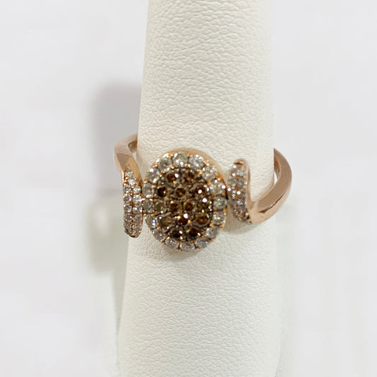 14k Rose Gold Brown & Blue Diamond Flip Ring