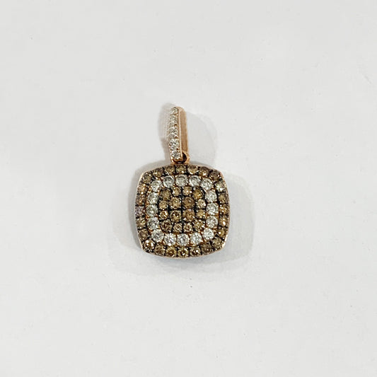 14k Rose Gold Brown & Blue Diamond Flip Pendant