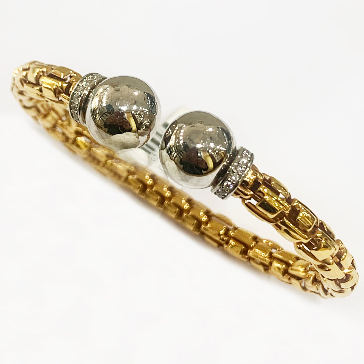 14k Rose Gold Stretch White Diamond Bangle