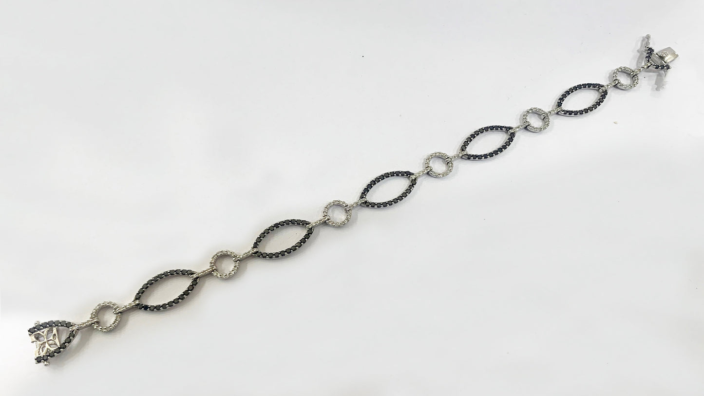 14k White Gold Black Diamond Bracelet