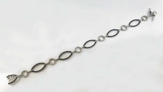 14k White Gold Black Diamond Bracelet