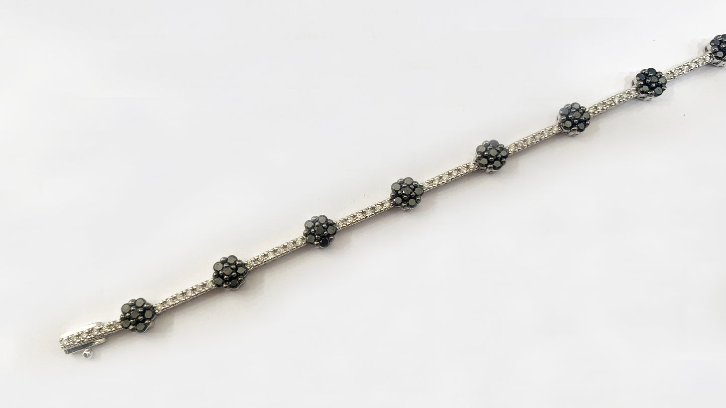 14k White Gold Black Diamond Bracelet