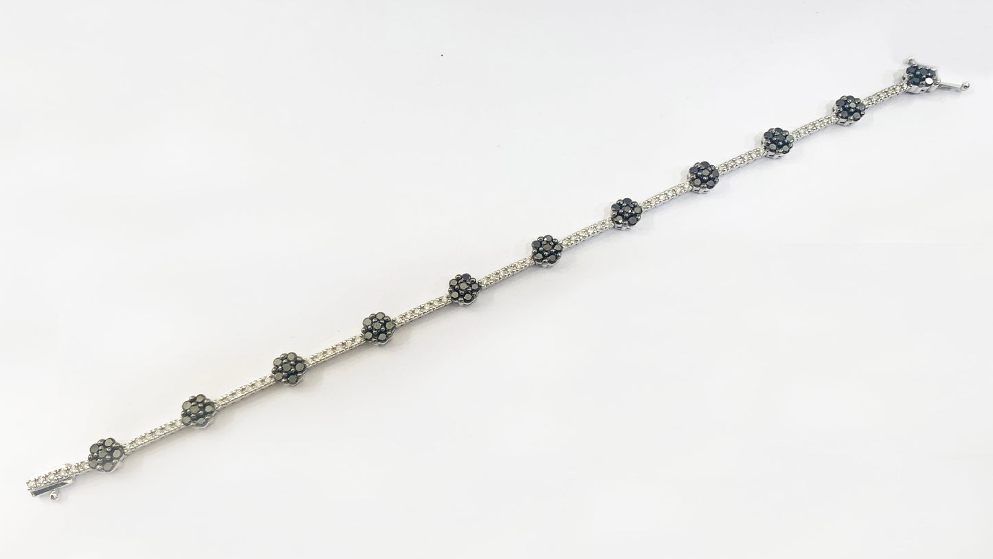 14k White Gold Black Diamond Bracelet