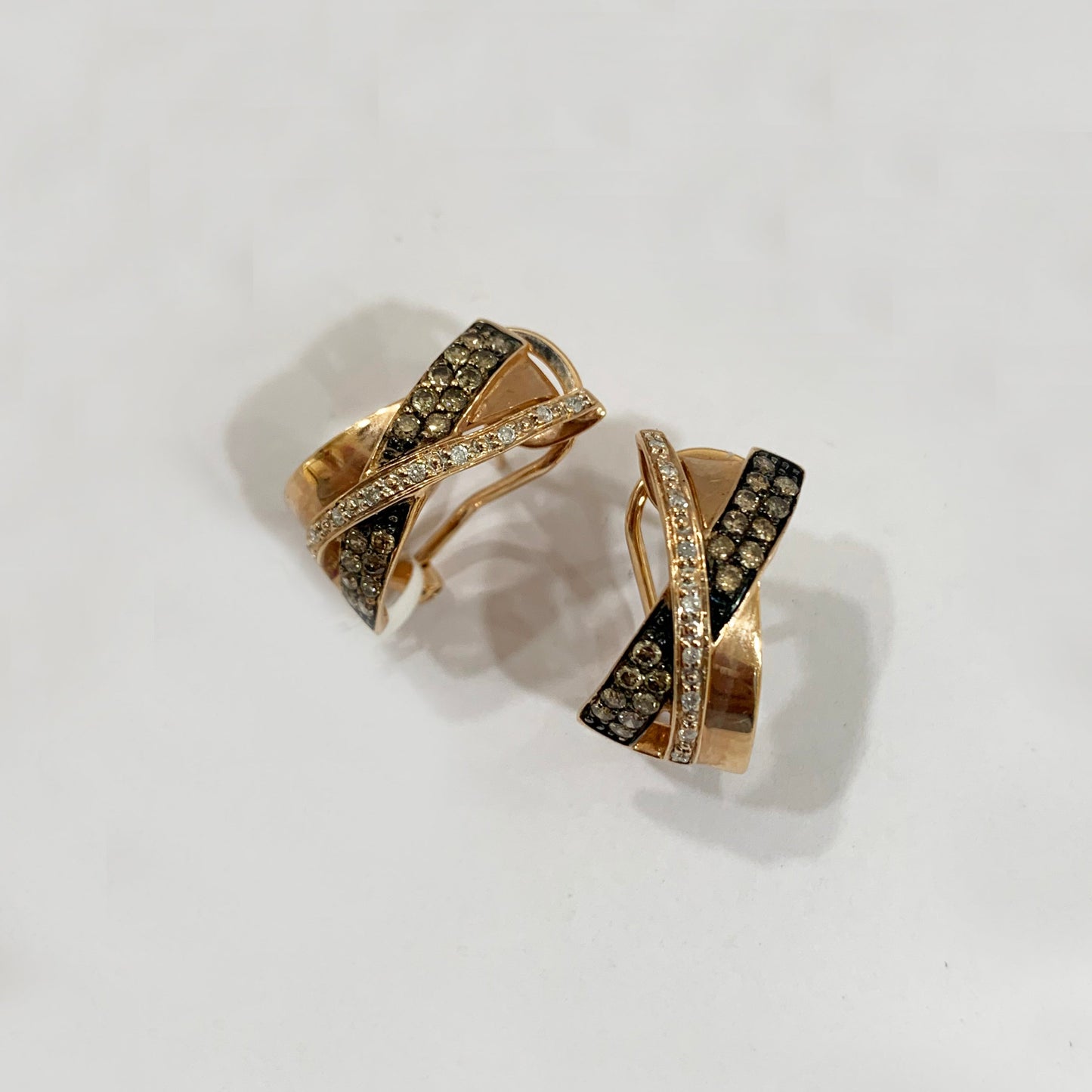 14k Rose Gold Brown Diamond Earrings