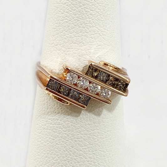 14k Rose Gold Brown Diamond Ring