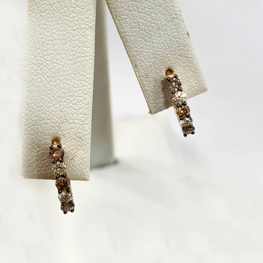 14k Rose Gold Brown Diamond Earrings