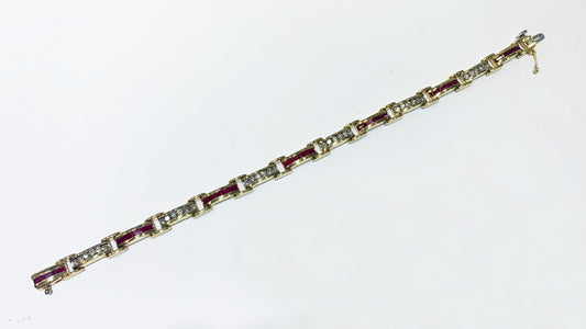 14K Yellow Gold Ruby Diamond Bracelet