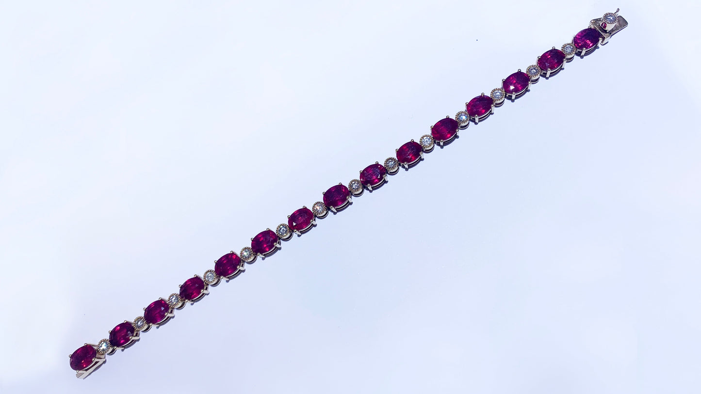 14K Yellow Gold Ruby Diamond Bracelet