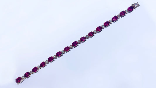 14K Yellow Gold Ruby Diamond Bracelet