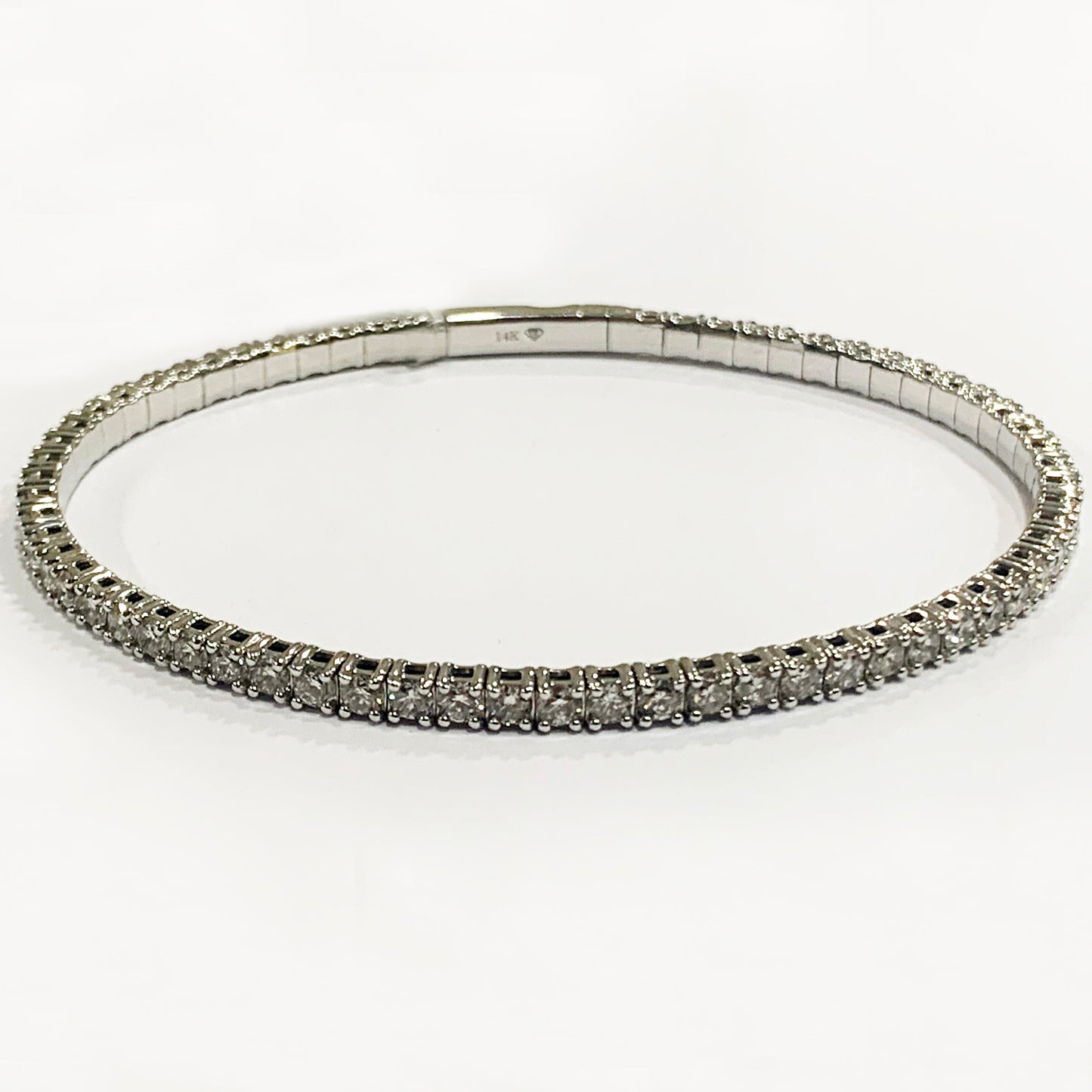 14k White Gold White Diamond Flex Bangle