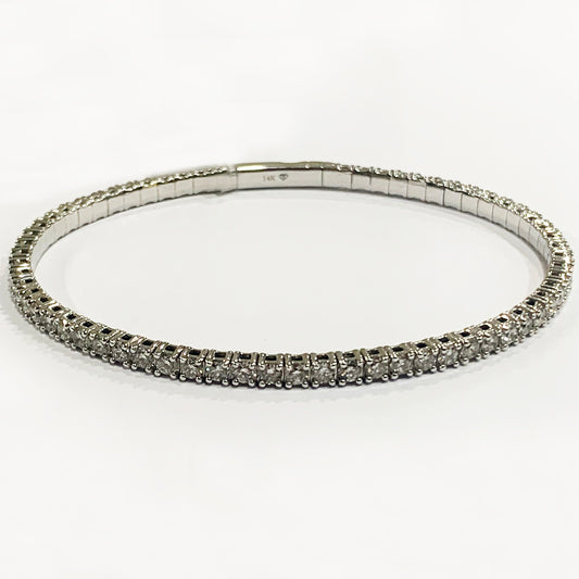 14k White Gold White Diamond Flex Bangle
