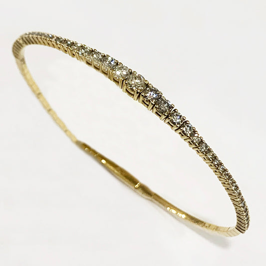 14k Yellow Gold White Diamond Bangle