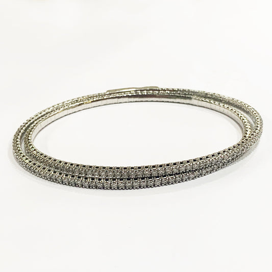 14k White Gold White Diamond Bangle