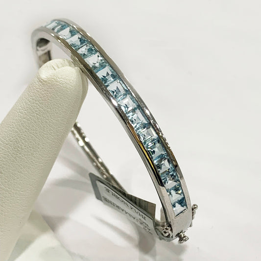 Sterling Silver Aquamarine Bangle