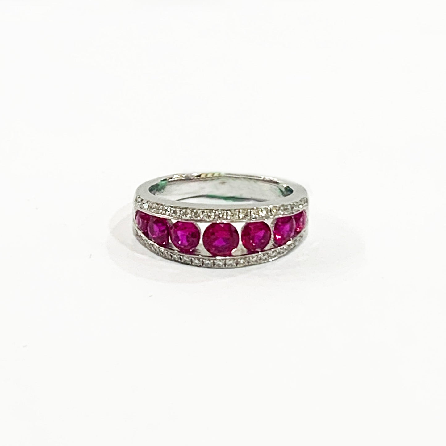 14k White Gold Ruby Diamond Ring