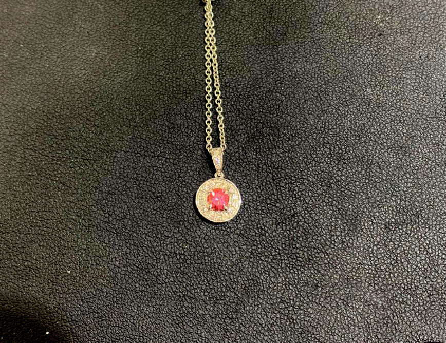 14k Pink Diamond Pendant